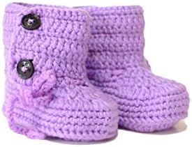 Buy Home Baby Toddlers Crochet Booties Stitch Boots Christmas Shoes (S, Purple)