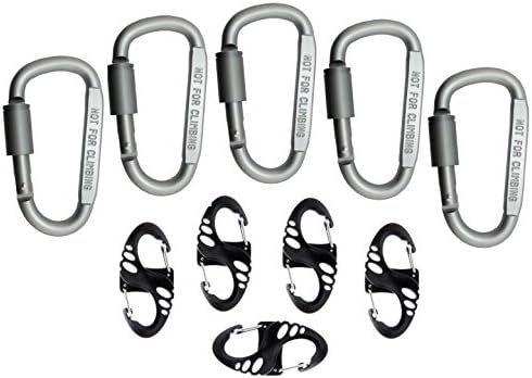 Finware Aluminum D-Ring Locking Carabiner plus Spring Gated S Carabiner