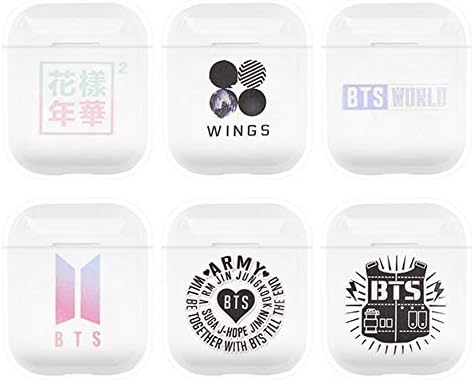 Havenport BTS Airpods Case Kpop Bangtan Boys AirPods Accessories Transparent Portable & Protective Skin Cover Case for Apple Airpods(6PCS/Set)