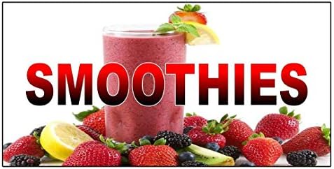 Smoothies with Background Vinyl Decal Sticker Sign - 14.5 x 36 inches