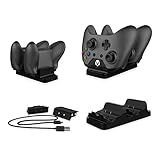 Xbox One Charger Dual Dock Charging Station Base with Two Rechargeable Batteries and USB Cable for Xbox One Wireless Controller [Xbox One] Spinz®