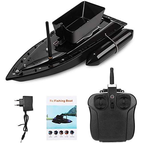 Bateau D’amorce, Bateau De Pêche Rc De 5 Heures D’exécution, Bateau Télécommandé De 300 M, Chargement De 1,2 Kg Anti-herbe Vent Double Moteurs D’appât De Pêche Avec Lumière De Navigateur Led,noir
