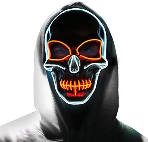 LED Mask - Halloween Purge Masks Safe EL Wire/3 Modes - Glowing Creepy Mask