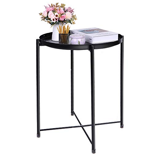 End Table Black Side Table Round Table Small Metal Table Patio Side