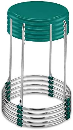 Meded Portable Chrome Steel Multi Purpose Stool with 12 Inches Diameter Seat (Pack of 5, Green)