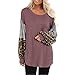 Mlide Womens Long Seelve Round Blouse S-XXL Plus Size Leopard Lantern Sleeve Casual Loose T-Shirts Sweatshirt,Wine,Mthumb 1