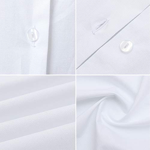 HORSE SECRET Dress Shirts for Women, Basic Short Sleeve Cotton White Button Down Shirts Size 6