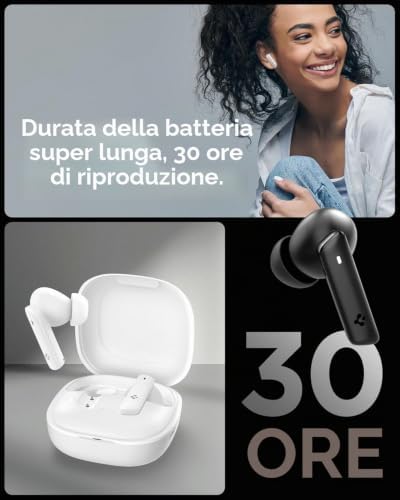 Audio Cuffie Bluetooth SA-TW P20, Auricolari Bluetooth 5.2 Wireless con Fino a 30 ore di Autonomia, Resistenza acqua IPX5, Cuffie Gaming USB-C Wireless 3 modalità Cancellazione Rumore - Nero