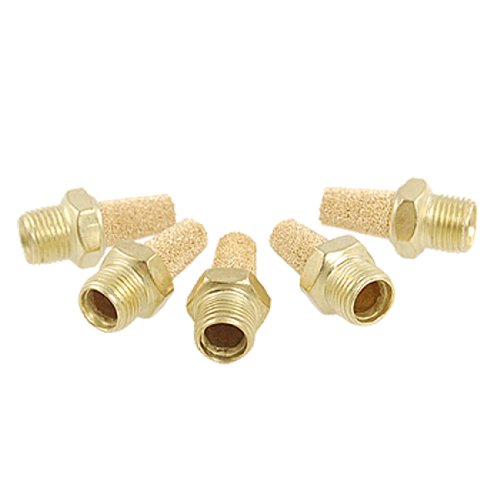 uxcell 5 Pcs 9mm Thread Sintered Brass Pneumatic Filter Noise Silencer Muffler