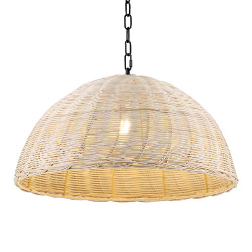Insfashble Open Rattan Woven Dome Chandelier Hanging Ceiling Light