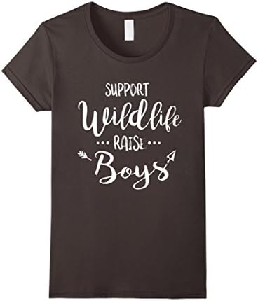 Womens Support Wildlife Raise Boys - Funny T Shirt for Parents Small Asphalt