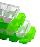 4 Pack Basic Ice Cube Trays - Two Each of Lime Green and Clean White - Easily Stackable