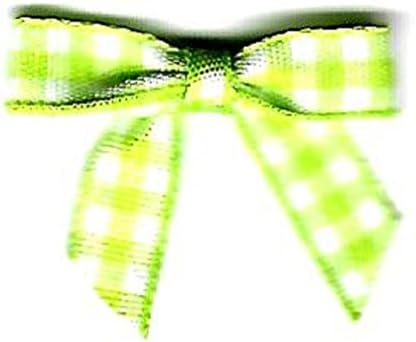 BEEKLEY BOWS Cute Mini Patterned Craft Sewing Bow Embellishments (White/Green Gingham)