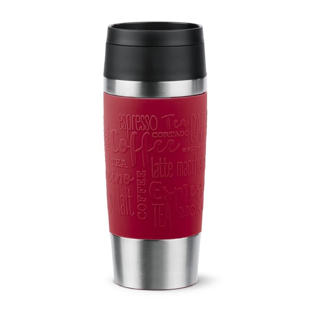 Tefal Travel Mug Classic red 0.36L, Comfort Screw Lid, Quick Press, Soft-Touch Sleeve, Travel-Ready, Reusable, 100% Leak-Proof, Keeps Drinks Cold (8 hrs) and Hot (4 hrs), 360° Drinking, N2020410