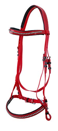 PRORIDER Equine Horse Biothane English Bridle Noseband Tack Reins Red 40HS72RD