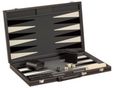 18" Black & White Backgammon Set with 1.25" Gamepiece
