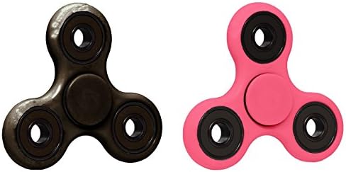 Hand Spinner Fidget Toy-Therapeutic Stress Relief, Focus, Relaxing, EDC-Spinning Toys For Kids &amp; Adults-Suitable For Anxiety, ADHD, ADD &amp; OCD-Ceramic Precision Bearings (2PK-Black/Black &amp; Pink/Black)