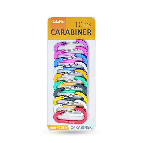 10PCS Carabiners Clip Small 2 3/8 inch 6cm Aluminum Not for Climbing Caribeaners Bulk Flat Gourd Shape Keyring Mini D Ring Keychain Carabiner for Camping Backpack Hiking Fishing Accessories (10 PCS)