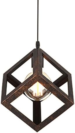JEMMY HO Cube Pendant Light with 5 Colors Lampshade Loft Industrial Retro Metal Pendant Lamp (Retro)