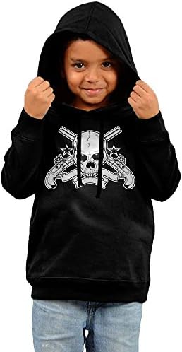 The Sticky Cat Unisex Kids Boys Skull and Guns Death Sign Fashion Sweatershirts Pullover Hoodies