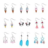 Eternity Aurora 9 Pairs Cute Unicorn Earrings, Colorful Assorted Multiple Drop Dangle Earrings for Kids Girls