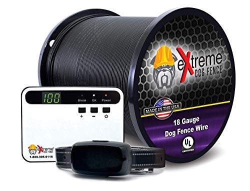 Basics Rechargeable Electric Dog Fence – Upgraded 18 Gauge Boundary Wire – 1 Dog Kit with 1000′ of Boundary Wire (Up to 1 Acre)