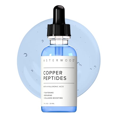 Asterwood Copper Peptides Serum for Face - with GHK-Cu and Hyaluronic Acid - Anti-Aging Facial Serum - 1 Fl Oz