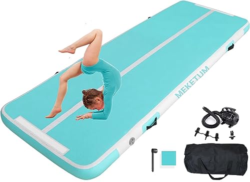 MEKETUM Air Turn Track Matte 2m 3m 4m 5m 10/20cm Dicke Turnen Matten Aufblasbar Gymnastikmatte Rutschfest Sportmatte für Zuhause/Training/Tumbling/Yog