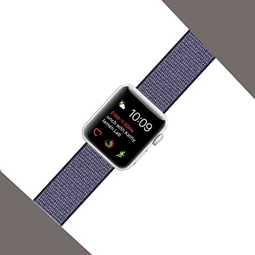 Yunsea For Apple Watch Band, New Nylon Sport Loop, with Hook and Loop Fastener, Adjustable Closure Wrist Strap, Replacement Band for iwatch, 42mm, Midnight Blue