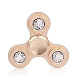 Fidget Spinner Toy, Hand Tri Finger Spinner Metal Stainless Steel Bearing Spinner,for ADD, ADHD, Anxiety,and EDC LED Figit Spinner (Gold)