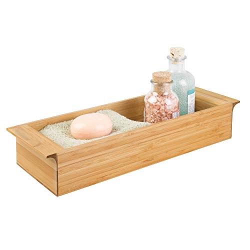 iDesign Formbu Wood Toilet Tank Top Storage Tray with Handles, Wooden