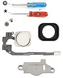 Homebutton for iPhone 5S White Home Button with Flex Cable incl. Metal Bracket and Rubber Gasket Incl. 2 x Screwdrivers for easy installation MMOBIEL
