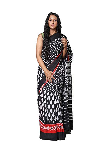 Hand Block Printed Cotton Mulmul Saree with unstitched Blouse (Jaipuri Print)