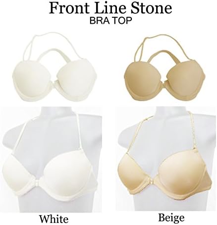 Amazon フロントホックジュエル付きブラトップ ベージュ D ブラジャー 通販