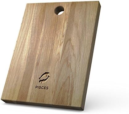 Personalized Wooden Chopping Board with Zodiac - Pisces design - Solid Oak, Ideal for Chopping / Cutting or Presenting your food - A Perfect Gift for Friends and Loved Ones.