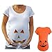 Qiaonai Tops for Pregnant Woman Pumpkin Carved Face Halloween Printed Maternity Clothes Tee Shirt Pregnancy Clothes