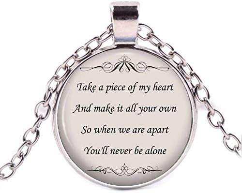 Quote Song Lyric Necklace - Never Be Alone Friendship Romantic Jewelry