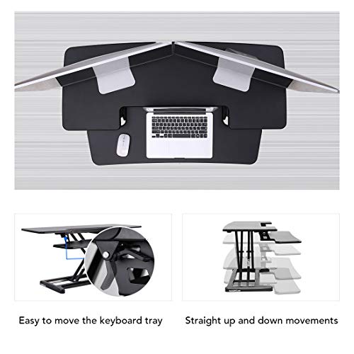 FLEXISPOT Height Adjustable Standing Desk Converter - 42 inch Stand Up Desk Riser, Black Home Office Desk for Dual… - Image 4