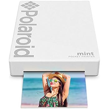 Polaroid Mint Pocket Printer W/ Zink Zero Ink Technology & Built-In Bluetooth for Android & iOS Devices - White
