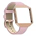 Austrake For Fitbit Blaze Bands with New Metal Frame, Replacement Leather Slim Straps with Stainless Steel Buckle for Fitbit Blaze Strap for Women Men,Pink