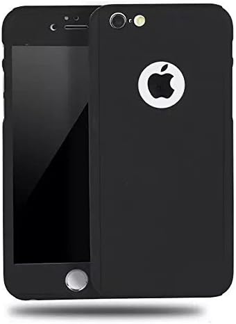 iPhone 6S Case 360 Degree All-round Full Body Protection Hard Slim Case with Tempered Glass Screen Protector for Apple iPhone 6 / 6S 4.7 inch (Black)