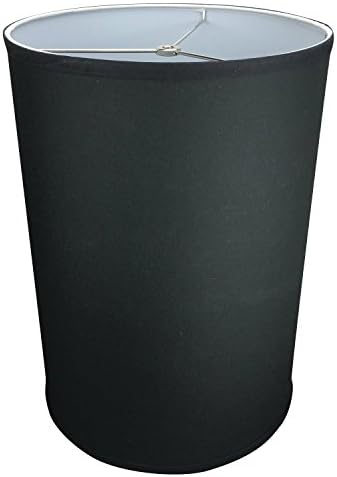 FenchelShades.com12" Diameter x 17" Height Drum Lampshade Retro Rustic Vintage Hardback USA Made (Black)