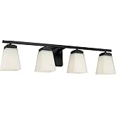 HomePlace Lighting 114441MB-334 Baxley Modern Soft White Glass Bathroom Vanity Wall Light, 4-Light 400 Total Watts, 7" H x 31