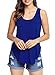 Grace Elbe Women's Loose Fit Side Slits Tank Tops Royal Blue XX-Large