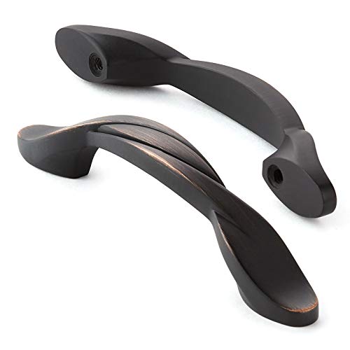 Cauldham 10 Pack Solid Braided Kitchen Cabinet Pulls Handles (3" Hole Centers) - Drawer/Door Hardware - Style M260 - Oil Rubbed Bronze