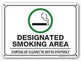 Designated Smoking Area Sign, Dispose of Cigarette Butts Properly, Outdoor Rust-Free Metal, 10" x 14" - by My Sign Center, A82-156AL