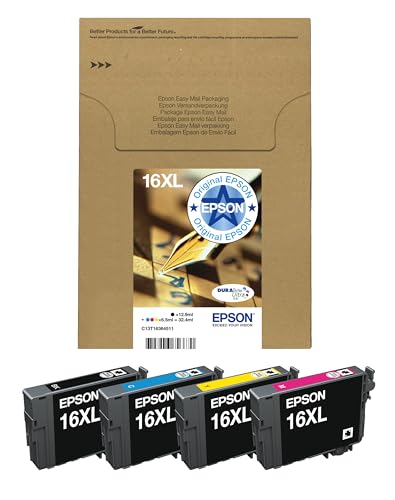 Epson 16XL Pen & Crossword High Yield Genuine Multipack, Eco-Friendly Packaging, 4-colours Ink Cartridges, DURABrite Ultra Ink