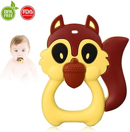 Baby Teething Toys by Autsmile: Soft, Silicone Massaging Squirre Teether,Unique Design