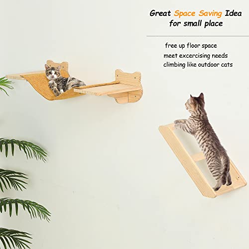Cat Windows Perch Hammock for Indoor Cats Wall Shelf Solid Wood Wall