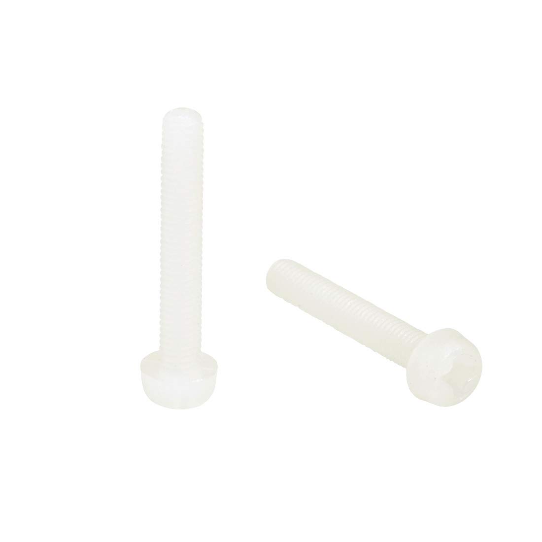 sourcing map M3x20mm Threaded Nylon Phillips Cross Pan Head Machine Screws Bolts White 50Pcs